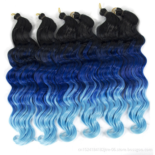 t4/27 530 deep wave twist braiding hair extension for soft locs, 2# 12-24 inch deep wave bulk crochet braids hair extension
